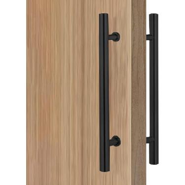 Imagem de ZDJZMGZ Maçaneta de porta de vidro, maçaneta de porta deslizante, maçanetas embutidas, barra de pressão interna externa para porta de entrada comercial, maçaneta de porta de vidro dupla face completa