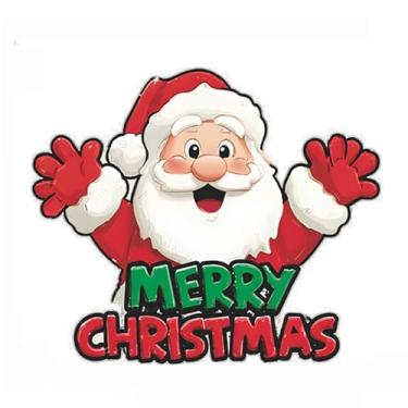 Imagem de Adesivos de parede de Natal, adesivos de festa de inverno, faça você mesmo, placa de Feliz Natal com Papai Noel de braços abertos para decoração de casa, como sala de estar, quarto, banheiro, quarto