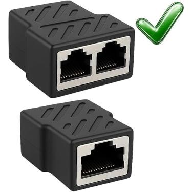 Imagem de Emenda Adaptador RJ45 Fêmea 1 Entrada 8 Vias 2 Saídas - Adaptador para Cabo de Rede Internet