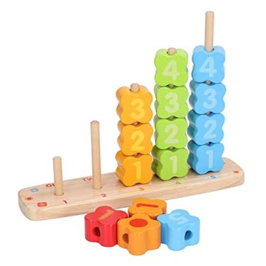 Imagem de Generic Blocos de Empilhamento de Madeira Montessori Brinquedo Classificador de Formas Educacionais, Ferramenta de Aprendizagem Multifuncional para CriançAs, Melhora As Habilidades de Contagem e a