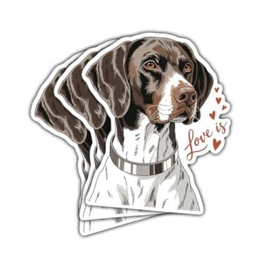 Imagem de 3 peças de adesivos de ponteiro de pelo curto Love is German para laptop, caderno, garrafa de água, para-choque de carro, álbum de recortes, presente para amantes de ponteiros, caçadores de 7,6 cm