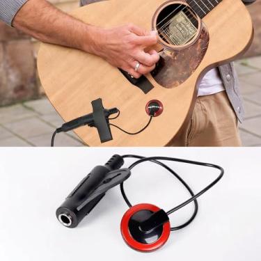 Imagem de Captador de contato piezoelétrico multifuncional, não carregado, acústico de alta fidelidade, sem necessidade de perfuração, com decoração vermelha, para guitarra, ukulele, violino, bandolim
