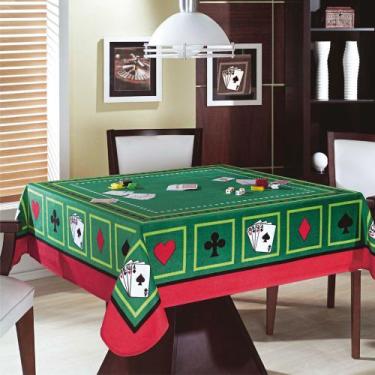 Imagem de Toalha de Mesa Baralho Aveludada Teka Cassino 140 cm x 140 cm