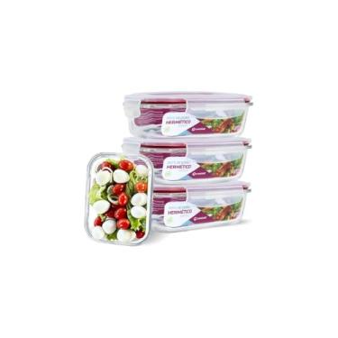 Imagem de Pote de Vidro Borosilicato Click Glass com Tampa Hermética, 640ml, 4 Travas, 19x14x8cm, para Micro-ondas e Freezer