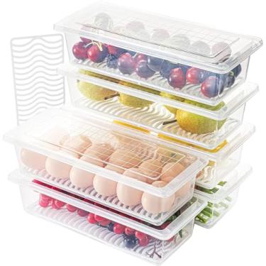 Imagem de 6 Pack Saver Container de armazenamento alimentos 1 5L com tampa recipiente frutas legumes carne e peixe empilhável prat