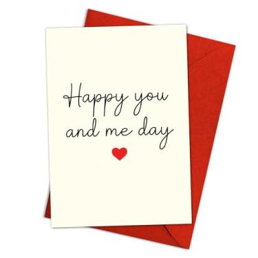 Imagem de Happy You and Me Day – Cartão romântico minimalista simples, nota de amor doce para namorado, namorada, marido ou esposa, design de coração fofo para aniversário ou dia dos namorados – individual 14 x
