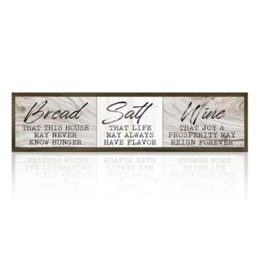 Imagem de Decoração de cozinha rústica, placa de vinho de sal, decoração de amor para casa, placa decorativa de bloco de madeira, decorações de sala de jantar, decoração de sala de estar acima do sofá, presente