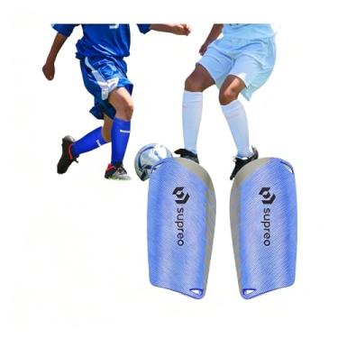 Imagem de Caneleira de Proteção para Futebol Com Placa de PE e Revestimento em EVA Macio Conforto, Resistência e Absorção de Impacto infantil Adulto Esporte (Azul, L)