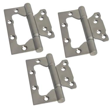 Imagem de Kit 3 Dobradiça De Sobrepor 4X3 Inox Sem Rebaixo Para Porta