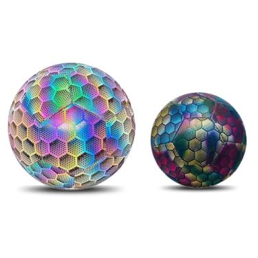 Imagem de Bola de futebol com iluminação reflexiva e flash câmera para treinamento indoor brilhante à noite