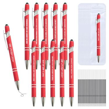 Imagem de 30 canetas sarcásticas engraçadas - conjunto de 10 canetas esferográficas com refis e bolsas, caneta divertida com frases sarcásticas, ponta Stylus - caneta desmotivacional para adultos, colegas de