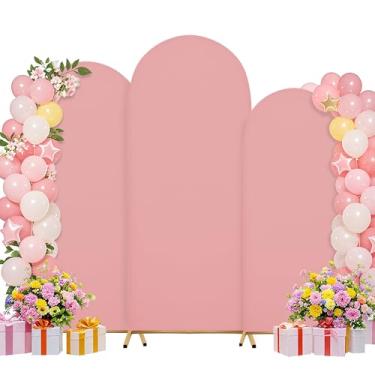 Imagem de Conjunto de capas de arco de 1,8 m de 1,8 m de casamento, arco, suporte de arco, tecido elastano, pano de fundo elástico para decoração de festa de aniversário de casamento, chá de bebê (rosa claro)