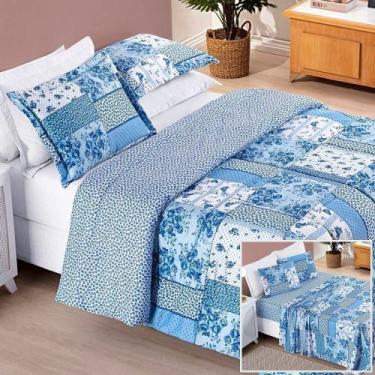 Imagem de Edredom 2,40m x 2,20m + Jogo de Cama Dupla Face Estampado Bouti Casal 