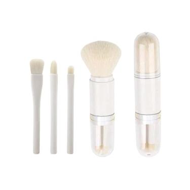 Imagem de Conjuntos de Pincéis Conjunto De Pincéis De Maquiagem Retrátil 4 Em 1 Portátil Mini Pincel De Blush E Sombra Maquiagem(Branco)