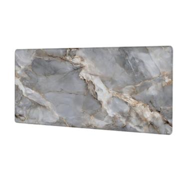 Imagem de Tapete de mouse grande cinza claro mármore à prova d'água protetor de mesa estendido para computador tapete de base de borracha antiderrapante para escritório, computador, teclado, laptop e mesa de