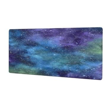 Imagem de Tapete de rato roxo galáxia azul grande à prova d 'água computador protetor de mesa tapete protetor de mesa antiderrapante base de borracha para escritório, computador, teclado, laptop e mesa de casa