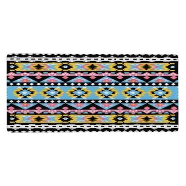 Imagem de Tapete de mouse grande com listras étnicas astecas à prova d'água para computador estendido tapete protetor de mesa antiderrapante base de borracha para escritório, computador, teclado, laptop e mesa