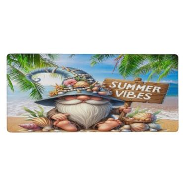 Imagem de Tapete de mouse grande para praia, verão, gnomo, impermeável, protetor de mesa estendido, tapete de borracha antiderrapante para escritório, computador, teclado, laptop e mesa de casa, mouse pad, 89,9