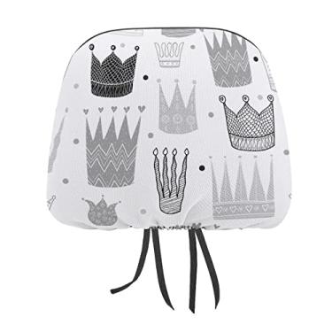 Imagem de Coroas de princesa estilo cinza preto sem costura em branco, 1 peça universal para assento de carro, capa macia para encosto de cabeça, acessórios de decoração para a maioria dos carros e veículos