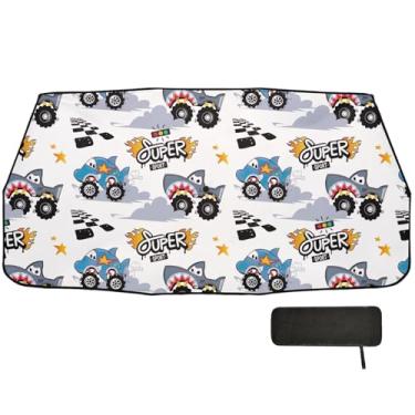 Imagem de Protetor solar Monster Truck Race para para-brisa de carro com cobertura completa para para-brisas 147.3 cm x 75.4 cm Persianas de carro para janelas