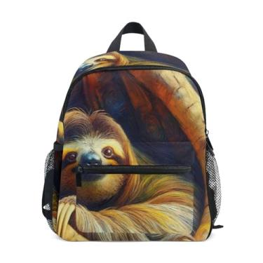 Imagem de GAIGEO Cute Sloth Animal Child Backpack with Whistle, 2 Bottle Pockets, Lightweight, Pre School Backpack 10x4x12 In, for Ages 3-8