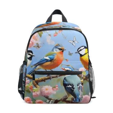 Imagem de GAIGEO Floral Birds Scene Backpacks for Toddlers 10x4x12 In, Preschool Backpack for Girls with Water Bottle Pockets, Whistle Buckle