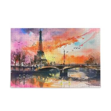 Imagem de Quebra-cabeça da torre de Paris com pintura em aquarela de 500 peças, composto de papel e madeira, quebra-cabeças para casais com letras