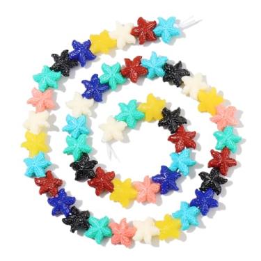 Imagem de Coiris Miçangas coloridas e fofas de estrela do mar concha em pó síntese estrela do mar praia mar oceano contas feitas à mão para pulseiras faça-você-mesmo, brincos, colares, joias