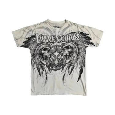 Imagem de Camiseta Masculina De Verão Com Estampa De Caveira E Asa De Anjo, Gola
