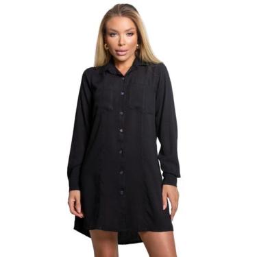Imagem de Vestido Tipo Camisão Chemise Midi Blusa Manga Longa - GISELE FREITAS, 