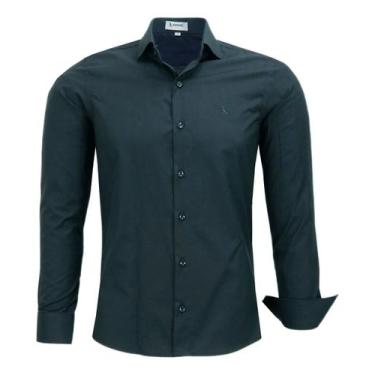 Imagem de Camisa Social Amil Masculina Manga Longa Slim Liso Passa Fácil 1783, P
