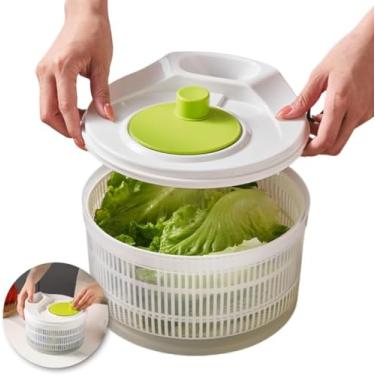 Imagem de Kit Organizador e Secador de Saladas 3L Natural Linha Clear Fresh Escorredor Seca Folhas e Verduras Grande Remove Aguá Higienizador