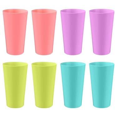 Imagem de Unomor Copos de plástico reutilizáveis para beber água, canecas de bebidas de cores mistas, copos de suco domésticos, design ergonômico 14 cm
