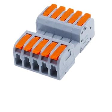 Imagem de ZEDEVB Mini conector de fio rápido de encaixe conectores elétricos compactos universais bloco de terminais de condutor de extremidade de pressão (DF-2604D-5, 5 peças)