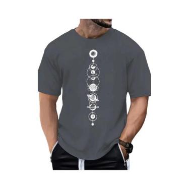 Imagem de Camiseta Masculina De Algodão Casual Esportiva De Verão Com Estampa De