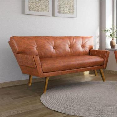 Imagem de Sofá 2 Lugares Namoradeira Pé De Madeira Anitta Sintético Pu Nozes D03