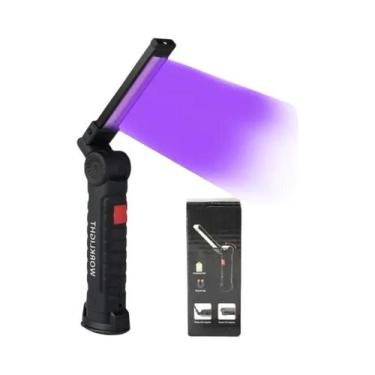 Imagem de Lanterna UV LED 395nm Recarregável Por USB, Lâmpada Dobrável Com Ganch