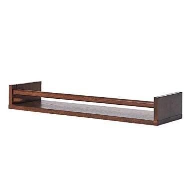 Imagem de Prateleira de parede flutuante de bloco de madeira de carvalho maciço, rack de exibição de armazenamento de parede rústico, prateleiras flutuantes montadas na parede, fácil de instalar, para banheiro