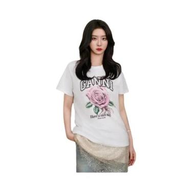 Imagem de Camiseta De Verão Com Estampa De Gato Tigre Rosa Cereja, Manga Curta, 