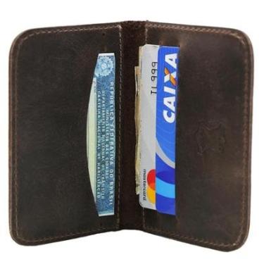 Imagem de Carteira Masculina Pequena Slim Porta Cartões em Couro-Masculino