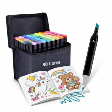 Imagem de Kit Férias Escolares - COMPRE Canetinhas Touch GANHE Livro para Colorir - Pintura, Ponta Dupla, Codificado por Cores, Escolar e Lettering (36, 48, 60 e 80 Cores) (80)
