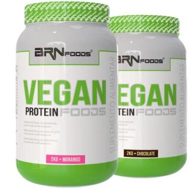 Imagem de Kit 2x Proteína Vegana  Vegan Protein 2Kg  BRN Foods, Morango e Chocol