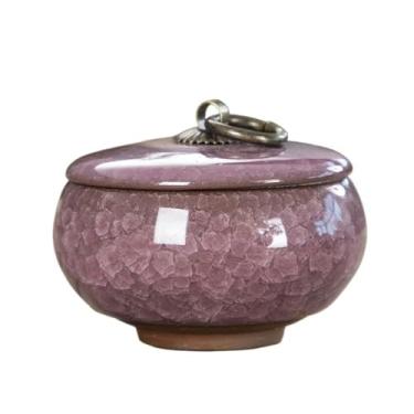 Imagem de VHDY85KA Recipiente de cerâmica criativo, mini organizador de chá, pote de armazenamento portátil doméstico com tampa, caixa de armazenamento de joias cosméticas, decoração de casa para bancada (rosa)