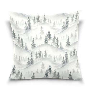 Imagem de Burbuja Capas de almofada 41 x 41 cm, capa de almofada de veludo macio de árvore de montanha decorativa para sofá, sofá, sala de estar, quarto