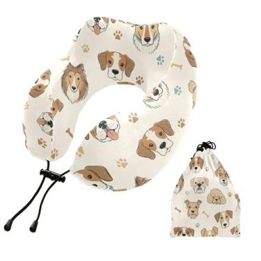 Imagem de Burbuja Almofada de pescoço de cachorro para viagem, almofada de viagem de espuma viscoelástica para suporte de cabeça de carro de avião dormindo, lavável na máquina e portátil