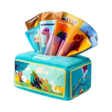 Imagem de Brinquedo Sensorial Montessori Para Bebês: Caixa De Lenços Com Papel A
