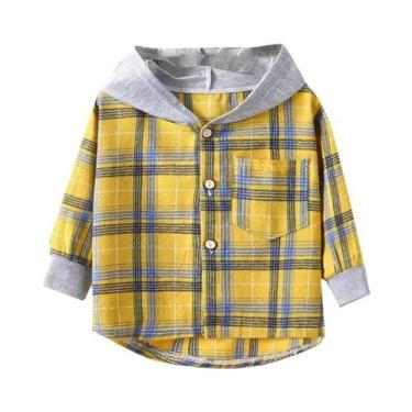 Imagem de Camisa Xadrez Infantil De Manga Comprida, Roupa Casual Para Bebês, Men