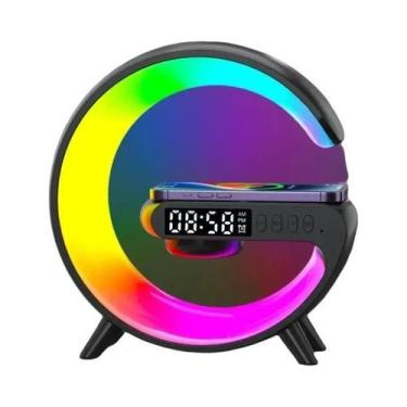 Imagem de Caixa De Som Bluetooth Com Luz RGB E Despertador, Carregador Sem Fio D