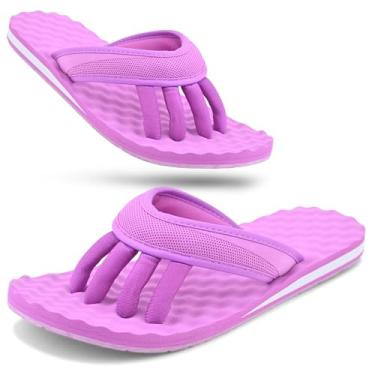 Imagem de Sandália feminina de pedicure ortopédica de EVA – Sandálias femininas confortáveis com suporte de arco para casa, salão, ioga e academia – chinelos com separadores embutidos para secagem de unhas