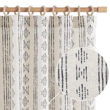 Imagem de Cortinas jinchan Boho Linen Blend 2 painéis 275x140cm pretas